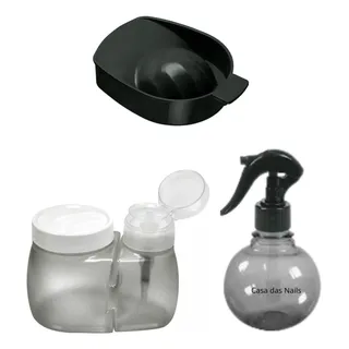 Dosador Acetona + Borrifador 180ml + Bacia Manicure Dosador Acetona + Borrifador 180ml + Bacia Manicure