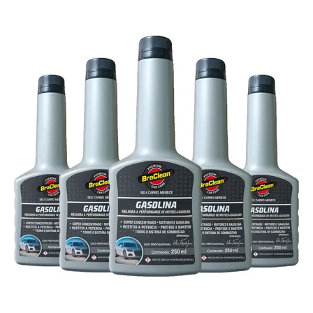 Kit 5 Melhor Aditivo Para Combustível Gasolina 250ml Premium