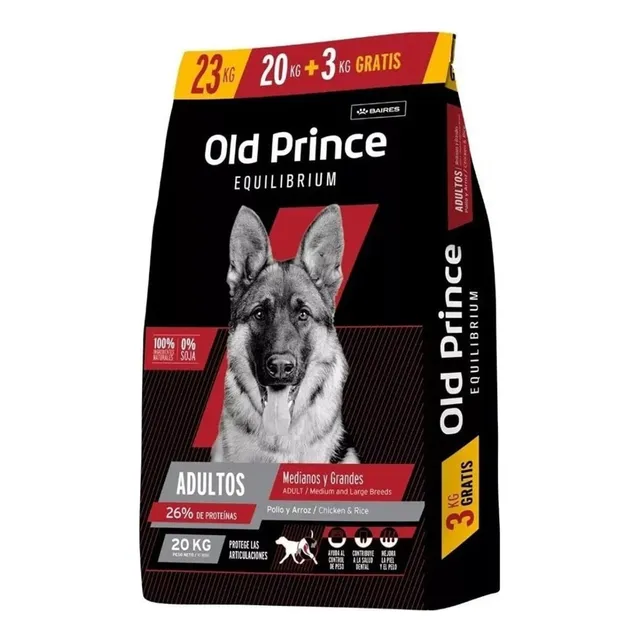 Alimento Old Prince Equilibrium Old Prince Equilibrium para perros adulto de raza mediana y grande sabor pollo y arroz de 23 kg