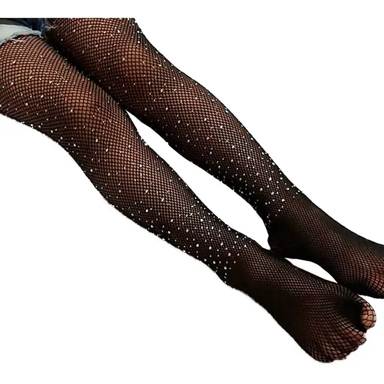 Meia Calça Arrastão Infantil Com Strass Brilho Maravilhosa
