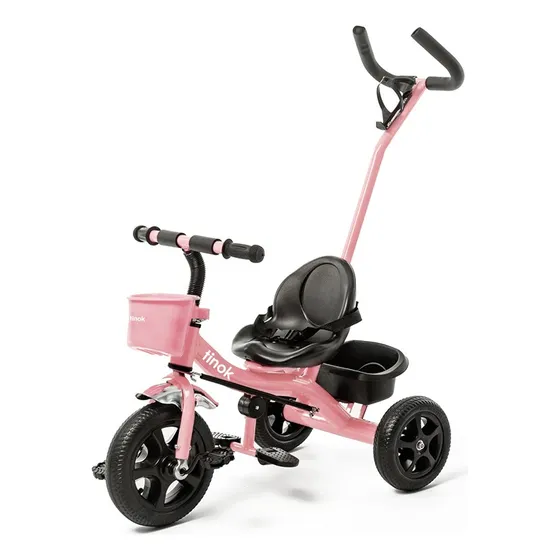 Triciclo Infantil Con Manija Extraíble Y Canasto - Tinok Color Rosa