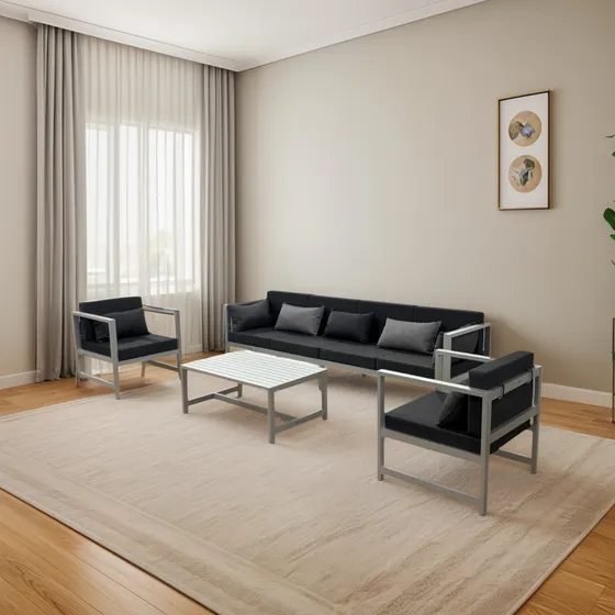 Juego De Living 6 Cuerpos + Mesa Ratona Apto Exterior