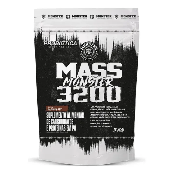 Hipercalórico Mass Monster 3200 Chocolate Probiótica Refil 3kg