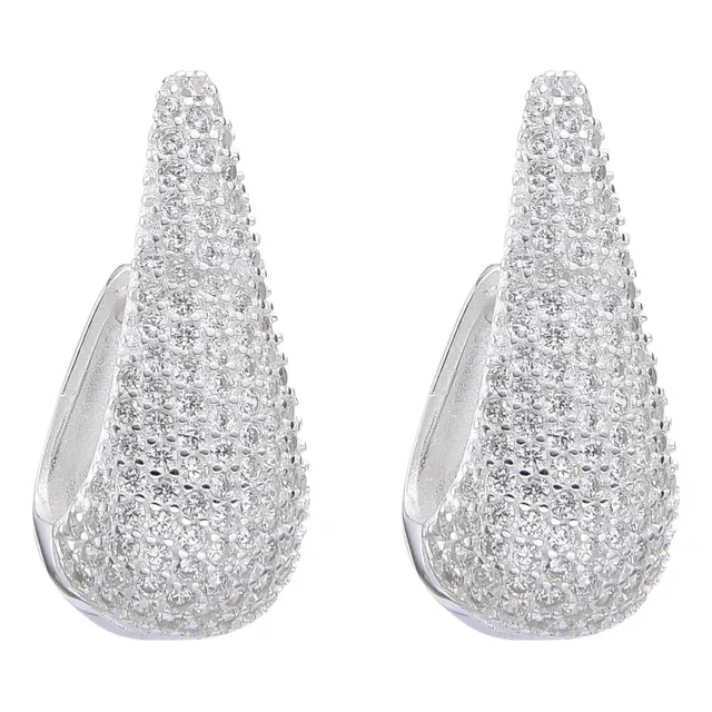 Aros Gota Hailey Moda Plata 925 Italiana Tendencia Zircón