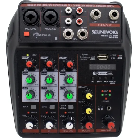 Mesa De Som Soundvoice Mc4-bt 4 Canais Bluetooth