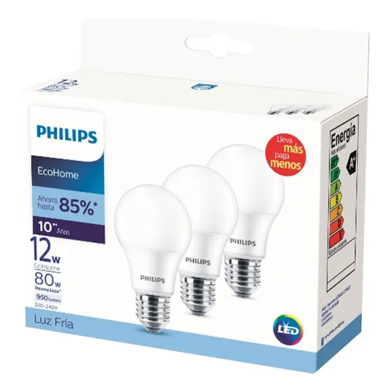 Lámpara X 3 Philips Led Fría 12 W