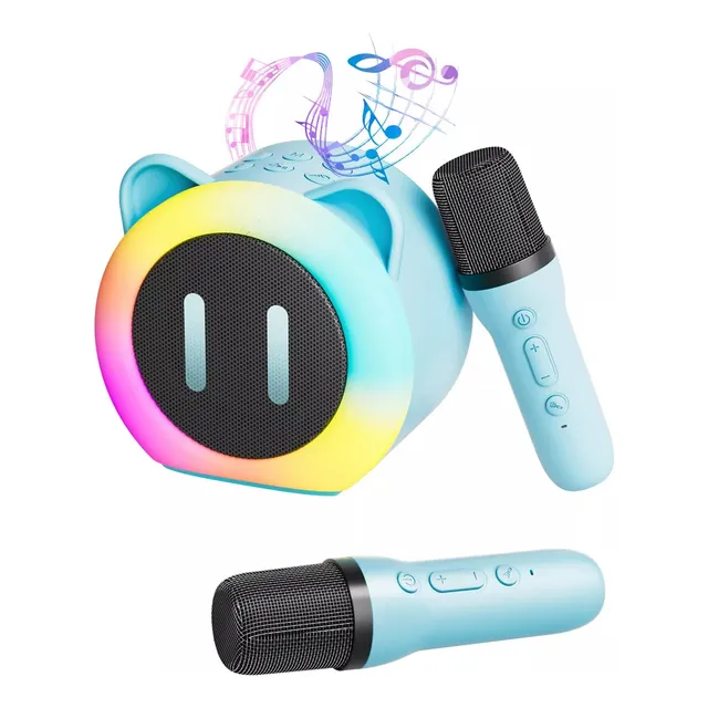 Altavoz Bluetooth Karaoke Portátil Con 2 Micrófonos Para