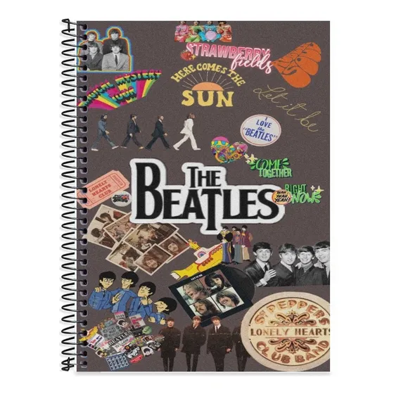 Caderno The Beatles 10 Matérias Capa Dura 200 Folhas