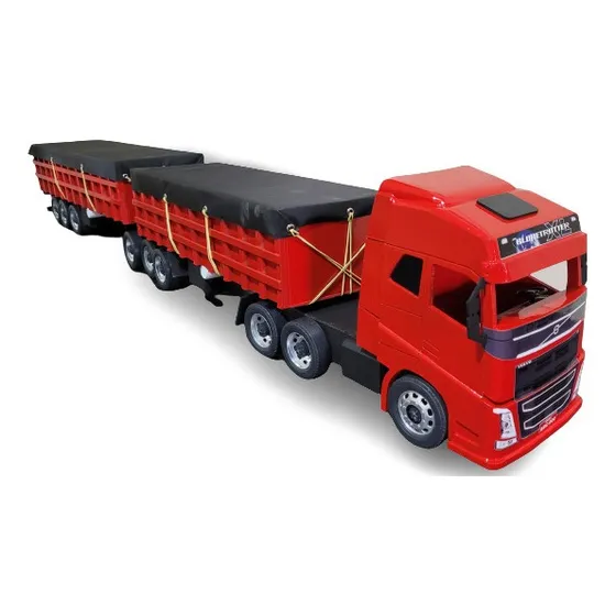 Carreta Bitrem Volvo Fh Graneleiro Gigante Madeira Miniatura