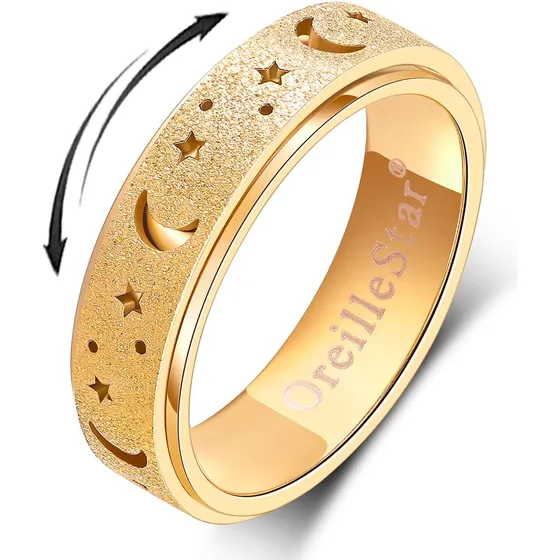 Anillo De Ansiedad Mujer Acero Inoxidable Dorado Estrella Y