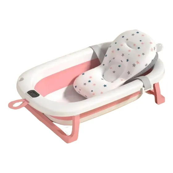 Bañito Plegable Cambiador Baño con sensor temperatura Bañera Bebes Ducha Banito Imback Color Rosa