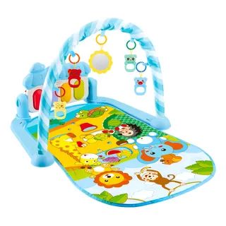 Tapete Ginásio De Atividades Para Bebê Musical Com Piano Interativo Color Baby Floresta Azul