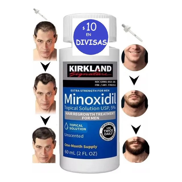 1 Frasco 60ml Minoxidil 5% Kirkland Barba Cabello Gotero