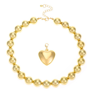 Collar Punk En Forma De Corazón De Cuentas Grandes Collar Punk En Forma De Corazón De Cuentas Grandes