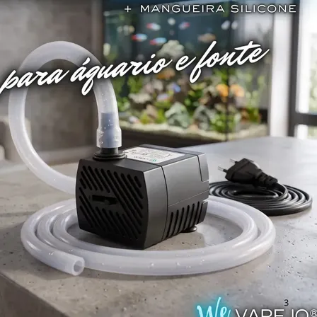 Bomba Submersa Para Aquário We Varejo + Mangueira Cano Silicone Bombinha D'água Motor Bivolt Para Fonte De Água Bebedouro Pet Hidropônia Hidropônico 127/220v