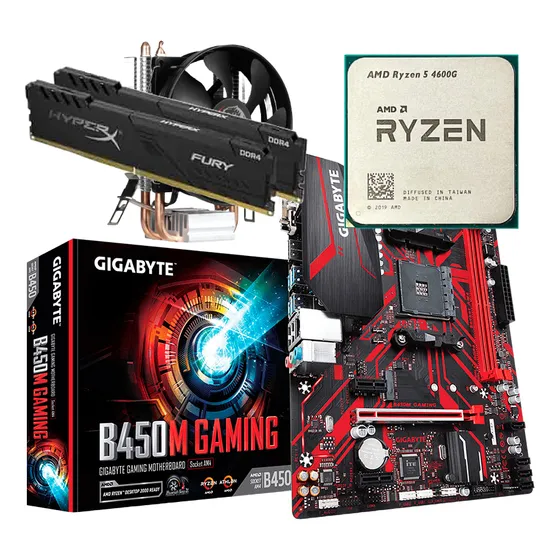 Kit Gamer Gigabyte B450m Gaming + Ryzen 5 4600g + 16gb Ddr4