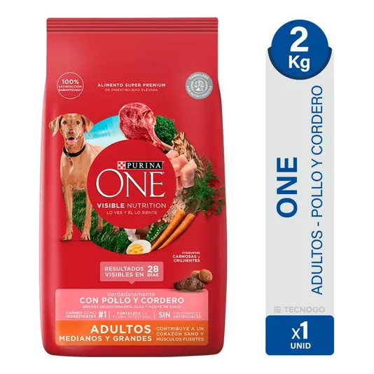Alimento Perros One Adulto Medianos Grande Pollo Cordero 2kg