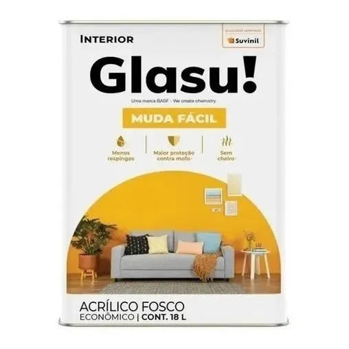 Tinta Acrílica Econômico  Fosco 18l Branco Glasu / Suvinil