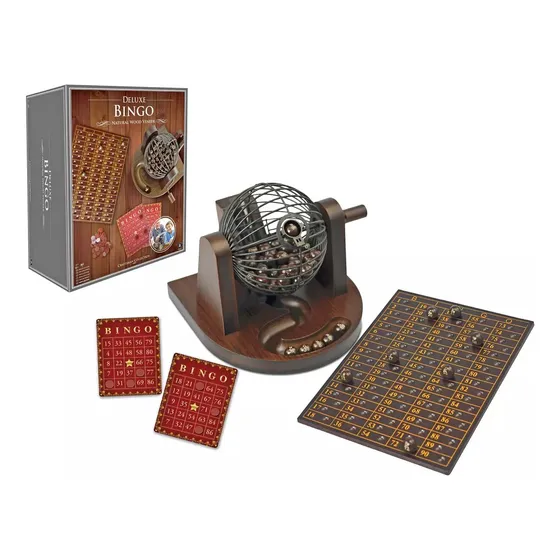 Juego De Mesa Bingo Deluxe Hecho En Madera Natural  Nuevo