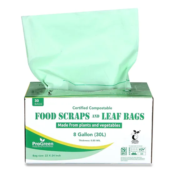 Bolsas Compostables De 8 Galones (30 L), Extragruesas De 0.8