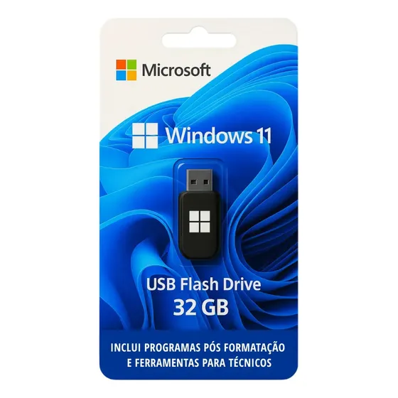 Pen Drive Bootável Windows 11 + Pacote Programas 32gb