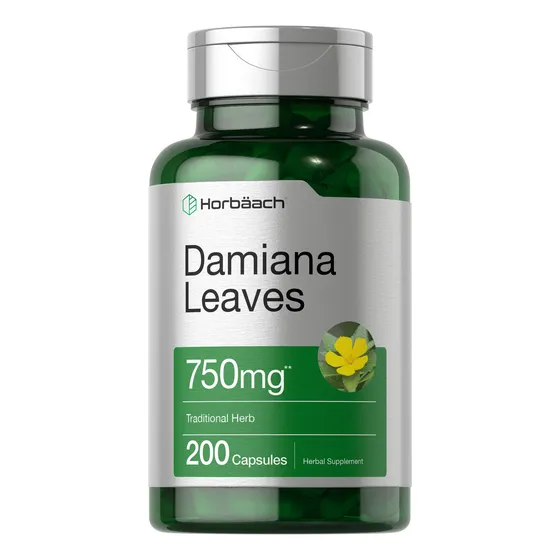 Suplemento Horbäach Damiana Leaf 750 Mg | 200 Cápsulas