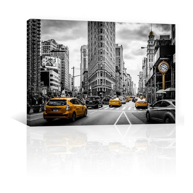 Cuadro Decorativo Canvas Urbano Nueva York Y Taxis Amarillos