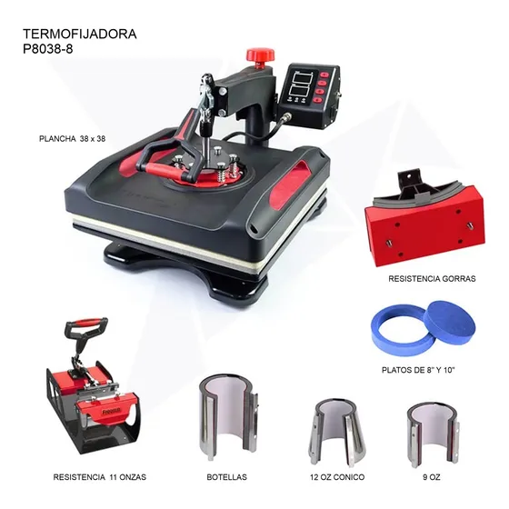 Plancha Termofijadora 8 En 1 Para Sublimar 38x38