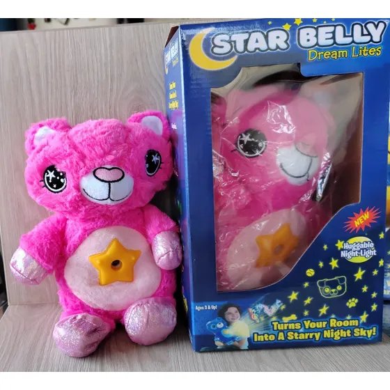 Peluche Con Proyector De Imágenes Musical Color Osita Rosa