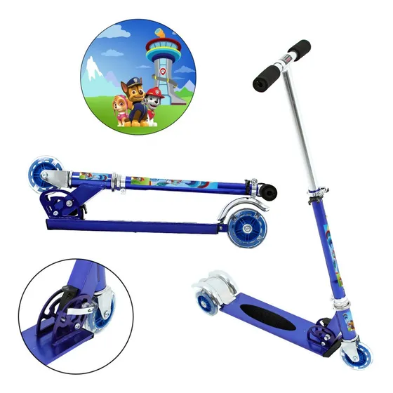 Patinete Scooter Patrulha Canina Infantil Azul De Alumínio