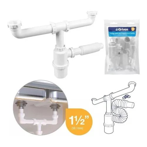 Sifon Colector Doble Fregadero Lavaplatos 11/2 Botellagriven