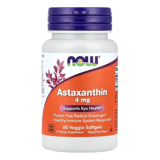 Astaxantina Now Foods 4mg, 60 Cápsulas Blandas Vegetales Neutro