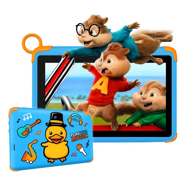 Tableta Kids One Economica E-24 64gb 4gb Ram 7'' Niños Color Celeste Carcasa a prueba de golpes