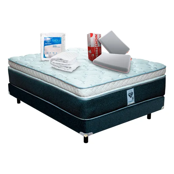 Colchón King Size Con Box Spring Air Gibson Más 2 Blancos Color Gris