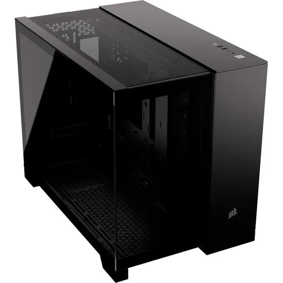 Gabinete para jogadores Corsair 2500x Tg Mid-Tower preto com duas câmeras