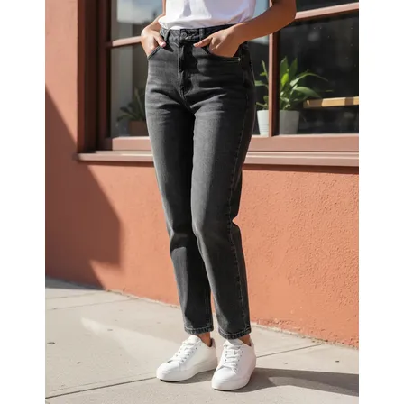 Calça Jeans Feminina Mom Rovitex Preto Preto 36