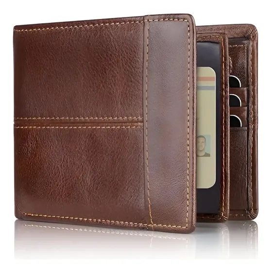HAIFEI Cartera Hombre Piel Genuina Cartera Antirrobo Rfid