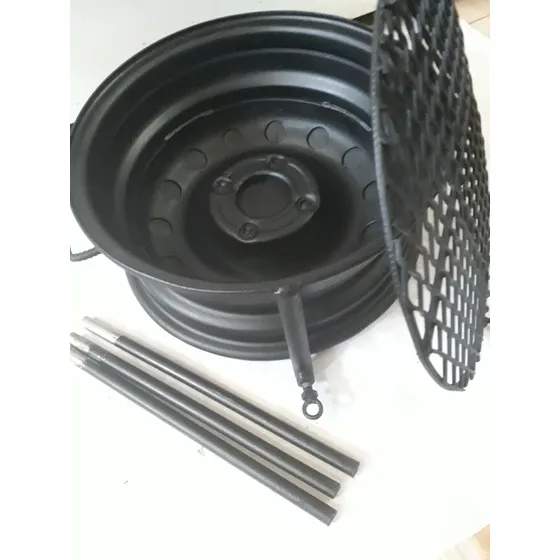 Brasero De Llanta Con Patas Desmontables Y Parrillita