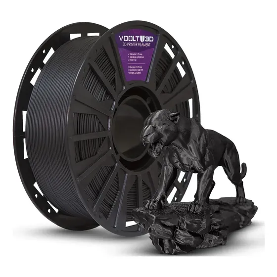Filamento Pla Preto Velvet Aveludado 1kg Para Decoração Impressão Voolt3D