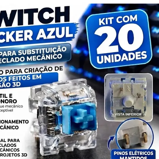 Chaveiro switch mecânico azul Drinkey