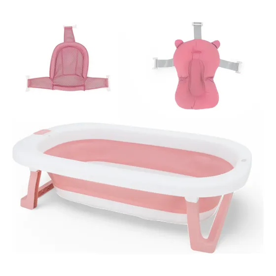 Bañera Plegable Bebesit Tapón Compacto Fácil Almacenaje Color Rosa Bañera Plegable Rosa