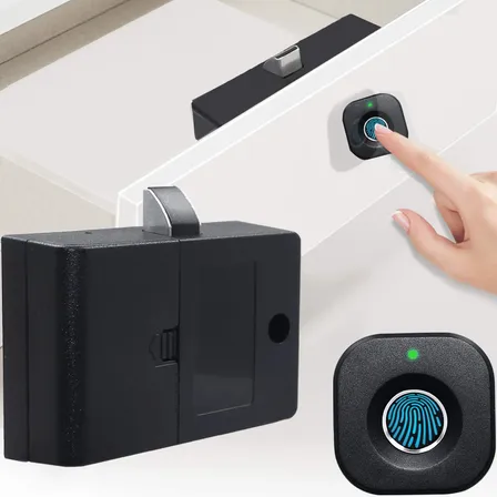 Fechadura Biométrica Digital Para Gaveta Armário Móveis Preto Fosco