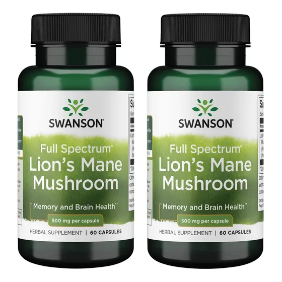 Suplemento Swanson Lion's Mane Mushroom 500 Mg 60 Cápsulas