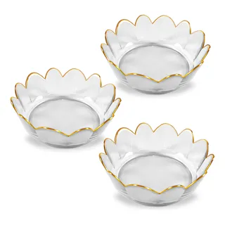 Kit Bowl Onda Com Bordas Dourada 3 Peças - Tamanho M Kit Bowl Onda Com Bordas Dourada 3 Peças - Tamanho M