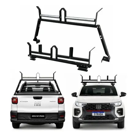 Rack Para 2 Escadas Com Rolete E Trava - Strada 2020 A 2027 Preto