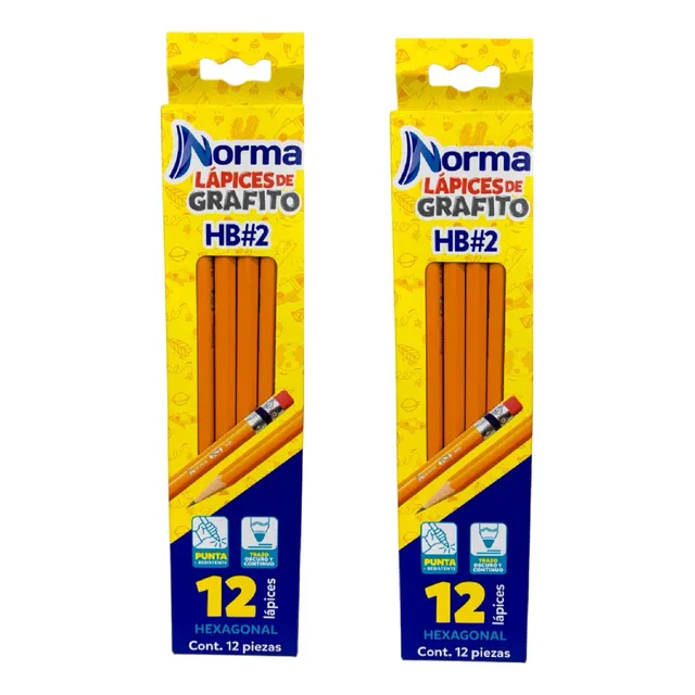 Lapiz Grafito Norma Hexagonal Caja 24 Lápices Hb#2 Punta Res Color del trazo Duo