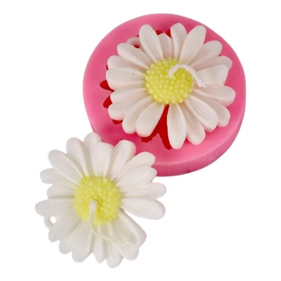 Molde Silicona Flor Margarita Con Ojal Fondant Vela Jabon Color Rosa