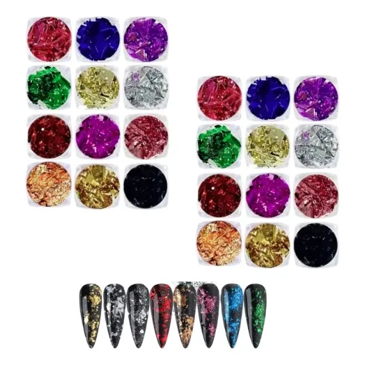 2 Pack Hoja De Oro Colores Decoración Uñas Acrílicas 