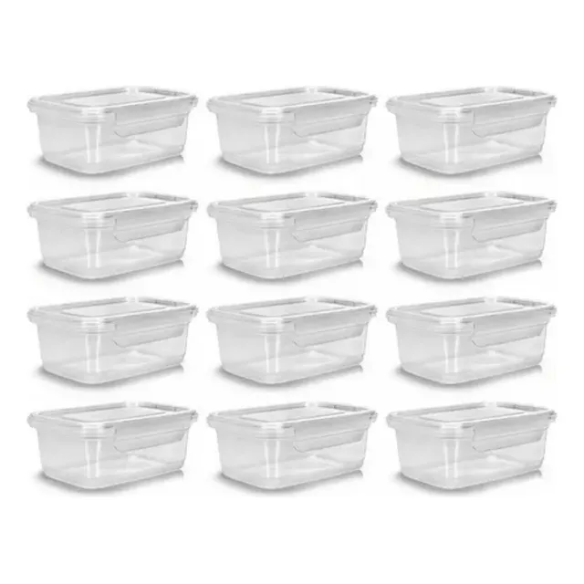 Pote Com Trava Vasilha Erca Plast Micro E Freezer 750ml Reutilizável Cor Transparente Premium 12 Unidades