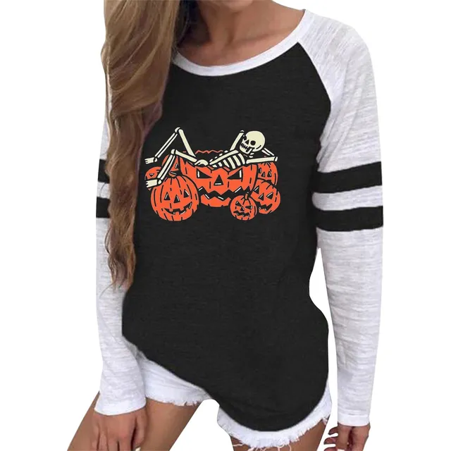 Camiseta Estampada Manga Larga Para Mujer Holgada Casual